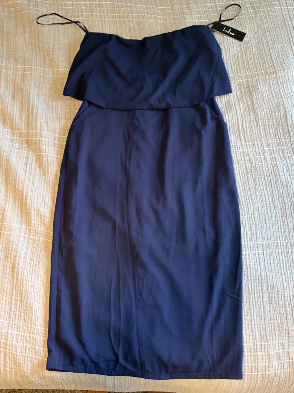 Lulus Lots of Love Navy Blue Strapless Midi Dress